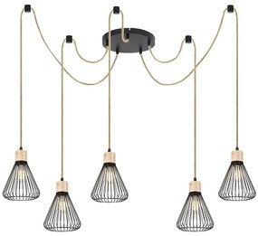 Lustra cu 5 pendule design industrial Farfalle negru