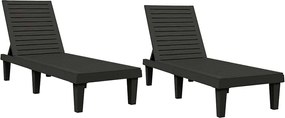 vidaXL Șezlonguri, 2 buc., negru, 155x58x83 cm, polipropilenă