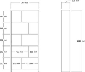 Biblioteca modern Jordan culoare antracit 162 cm