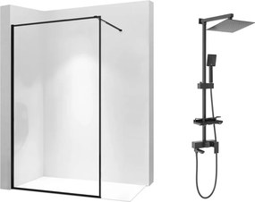 Pachet paravan dus Walk-In Rea Bler-1 negru 80x195 cm si coloana de dus Rea Jack negru