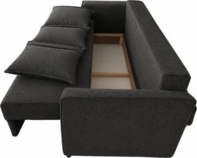 Canapea LILI extensibila, 3 locuri, cu lada de depozitare, stofa gri inchis , 220x95x80