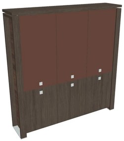 Dulap înalt Verno+ 200 x 46 x 210 cm, uși combinate, stejar antracit / maro