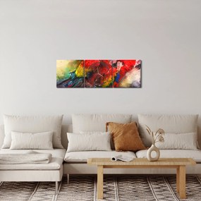 Tablou - Papagali roșii ara (cu ceas) (90x30 cm)