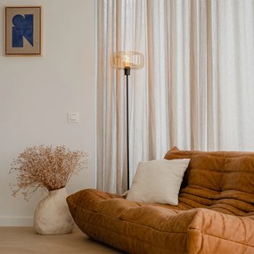 Lampă de podea Art Deco neagră cu sticlă chihlimbar - Bizle