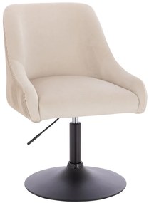 HR920N Scaun Crem din Catifea cu Bază Neagră