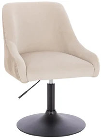 HR920N Scaun Crem din Catifea cu Bază Neagră