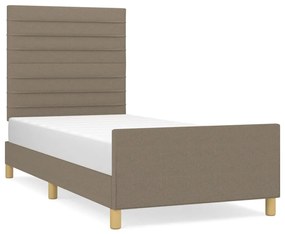 3125110 vidaXL Cadru de pat cu tăblie, gri taupe, 90x200 cm, textil