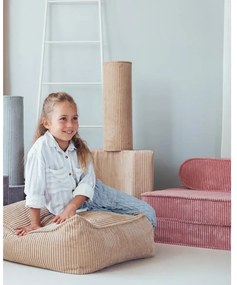 Pernă decorativă pentru copii maro deschis cu tapițerie din catifea reiată Roll – Wigiwama