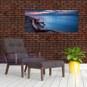 Tablou cu plaja în apus de soare (120x50 cm)