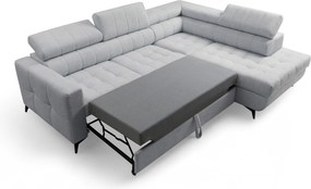 Colțar cu funcție de dormit Nardo L, extensibil, dreapta, - chenille gri deschis Vibe 85