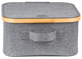 Cutie de depozitare G21 30 x 30 x 15 cm, dinbambus cu capac, gri