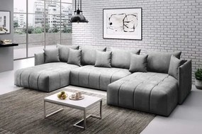 Colțar extensibil dumonde cu ladă de depozitare si sezut confortabil din spuma high-density, Malta U Enjoy Grey 340x185 cm