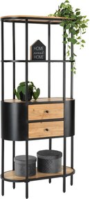 Etajera RAVIN, stejar/negru, metal/lemn, 78x36x172 cm