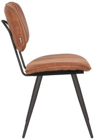 Scaune de dining maro coniac 2 buc. din piele Fos – LABEL51