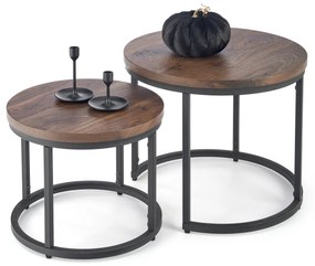 Set 2 mese de cafea Oreo nuc/negru – d43-53 x h35-45 cm