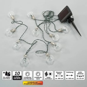 Lanț de lumini solare 10 LED-uri, 345 cm, alb cald/culoare