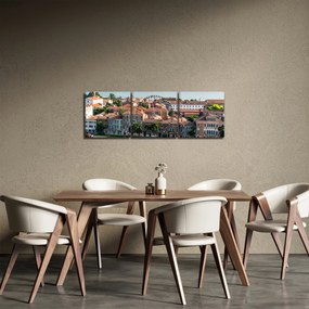 Tablou - Vedere aeriană a orașului (cu ceas) (90x30 cm)