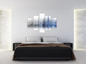 Tablou - Panorama orașului, albastru-gri (150x105 cm)