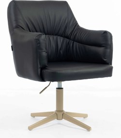 HR840CROSS Scaun Negru Piele Ecologica cu Bază Crem