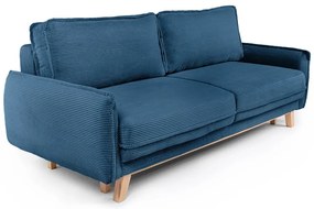 Canapea albastră extensibilă cu tapițerie din catifea reiată 218 cm Tori – Bonami Selection
