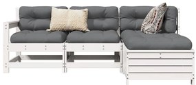 vidaXL Set canapea de grădină, 4 piese, alb, lemn masiv pin