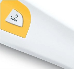 Cantar electronic pentru bebelusi Beurer BY 80, 20 kg max. greutate, Functie tara, 50x31 cm, Alb/galben