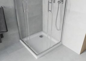 Mexen Rio cabină de duș pătrată 80 x 80 cm, transparent, crom + cadă Flat, alb - 860-080-080-01-00-4010