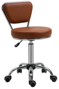 HOMCOM Scaun de masaj Vintage - scaun de lucru rotativ 360° - înălțime șezut reglabil 49-64 cm - acoperire sintetică maro metal cromat | Aosom Romania