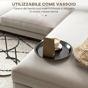 HOMCOM Set 2 Măsuțe de Cafea Suprapozabile, Măsuțe Joase Rotunde cu Tavă Detașabilă din Oțel, Ø 43x38 cm,  Negru | Aosom Romania