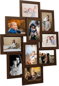 vidaXL Ramă foto colaj pentru 10x (10x15 cm) foto, maro închis, MDF