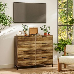 HOMCOM Comodă 4 Sertare din PAL și Metal 62x35x105 cm Maro Deschis | Aosom Romania