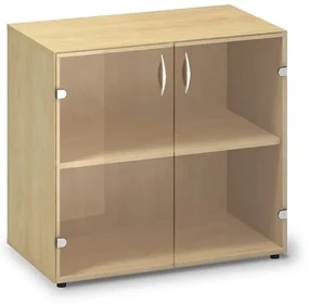 Dulap din sticlă joasă ProOffice 80 x 45,8 x 73,5 cm, pară sălbatică