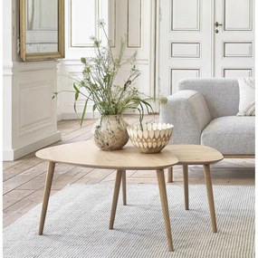 Măsuțe de cafea în culoare naturală 2 buc. cu aspect de lemn de stejar 70x100 cm Adda – Unique Furniture