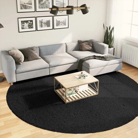 vidaXL Covor pufos &quot;PAMPLONA&quot; cu fire înalte, negru modern, Ø 280 cm