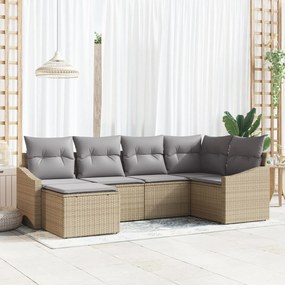vidaXL Set de canapele pentru grădină 6 pcs Bej Rattan poli