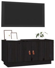 Comoda TV, negru, 80x34x40 cm, lemn masiv de pin Negru, 1