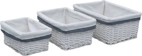 vidaXL Set de coșuri suprapuse, 3 piese, alb, salcie