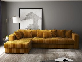 Colțar extensibil dumonde cu ladă de depozitare si sezut confortabil din spuma high-density, Gloria Ambience Mustar 320x183 cm