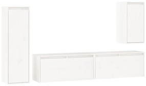 3100230 vidaXL Comode TV, alb, 4 buc., lemn masiv de pin