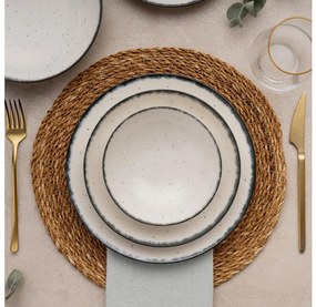 Set de masă 24 piese, porțelan, alb/negru