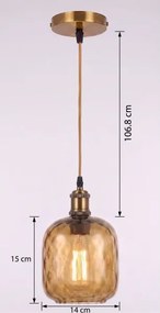 BRILAGI - lustra LED pe cablu RETRO GLASS 1xE27/60W/230V Ø14 cm auriu/maro fumuriu