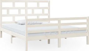 vidaXL Cadru de pat, alb, 160x200 cm, lemn masiv de pin