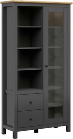 Vitrina HESEN, gri grafit/stejar artisan, PAL melaminat/sticla securiz