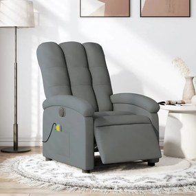 vidaXL Fotoliu electric de masaj rabatabil, gri închis, textil