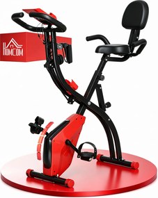 Bicicleta Pliabila HOMCOM 2 in 1, Rezistenta Reglabila pe 8 Nivele, Ecran LCD, 97x51x115cm, Rosu | Aosom Romania