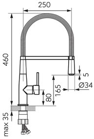 Baterie de bucatarie, Ferro, Sonata, cu pipa extractibila, crom