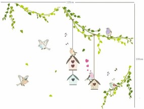 Set autocolante Ambiance Birds cages in the Forest