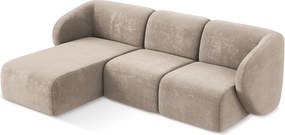 Colțar maro deschis cu tapițerie din chenille (cu colț pe partea stângă/cu șezlong) Lani – Makamii