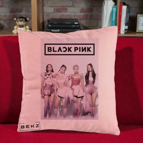 Perna Personalizata K-pop BLACKPINK Poster Roz Tinute Coordonate, 40x40 cm, Roz, Husa Detasabila, Perna Inclusa, BEKZ®
