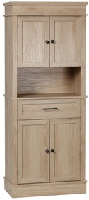 HOMCOM Bucătărie cu finisaj de stejar deschis, bufet de bucătărie cu rafturi ajustabile, sertar și nișă, pentru sala de mese, living, 74 x 39,5 x 183 cm, stejar deschis | Aosom Romania